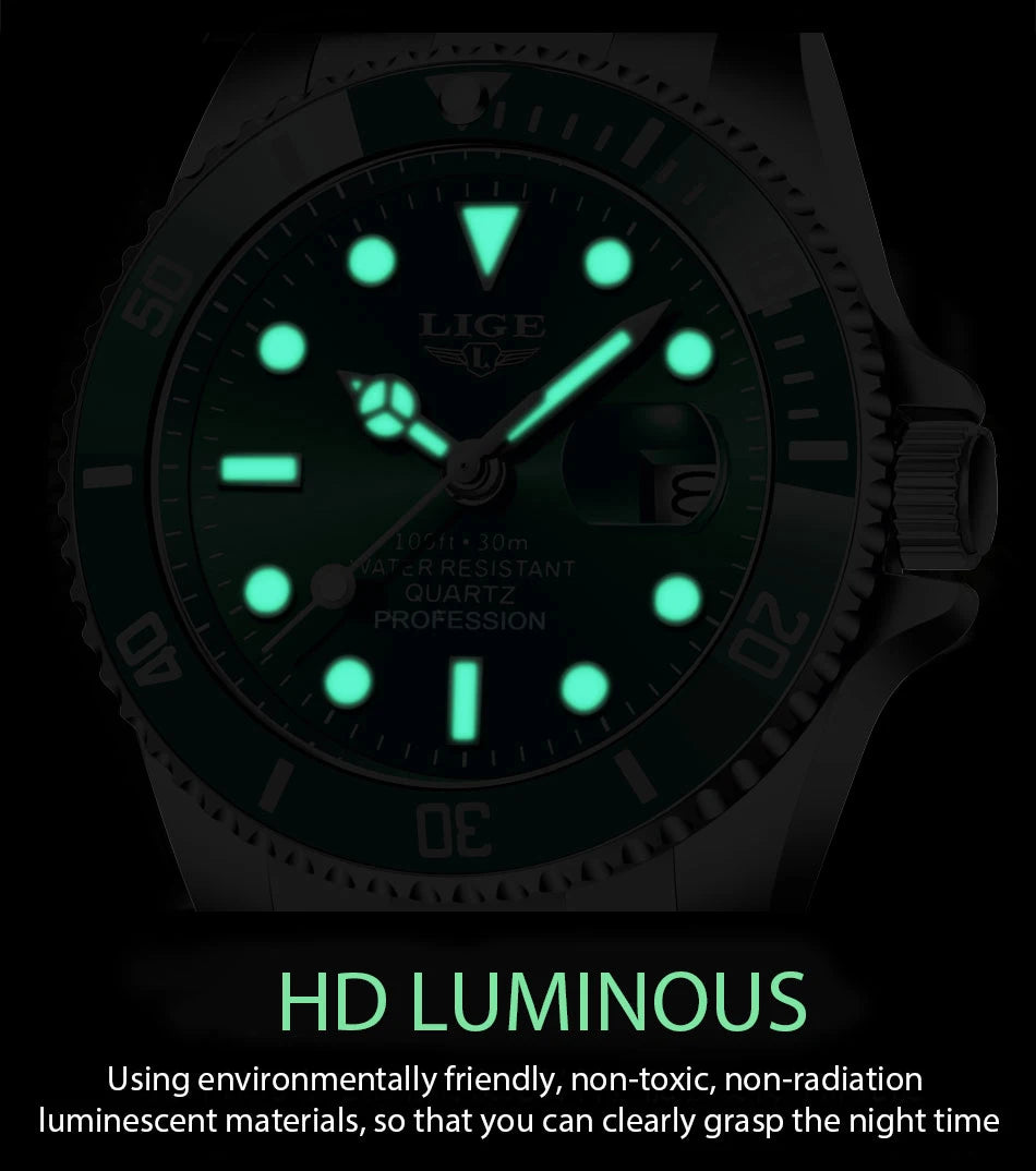 ⌚ LIGE Sport Luxe – Montre Homme Étanche en Acier Inoxydable
