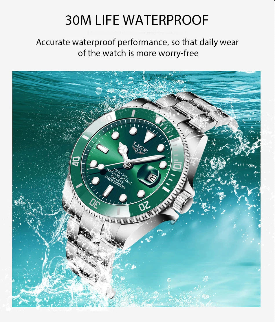 ⌚ LIGE Sport Luxe – Montre Homme Étanche en Acier Inoxydable