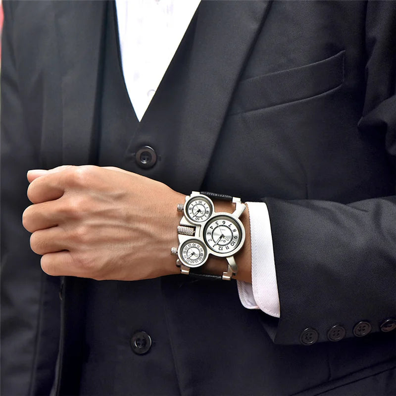 Oulm 1167 – Gérez le temps partout dans le monde avec style : 3 fuseaux horaires, design premium