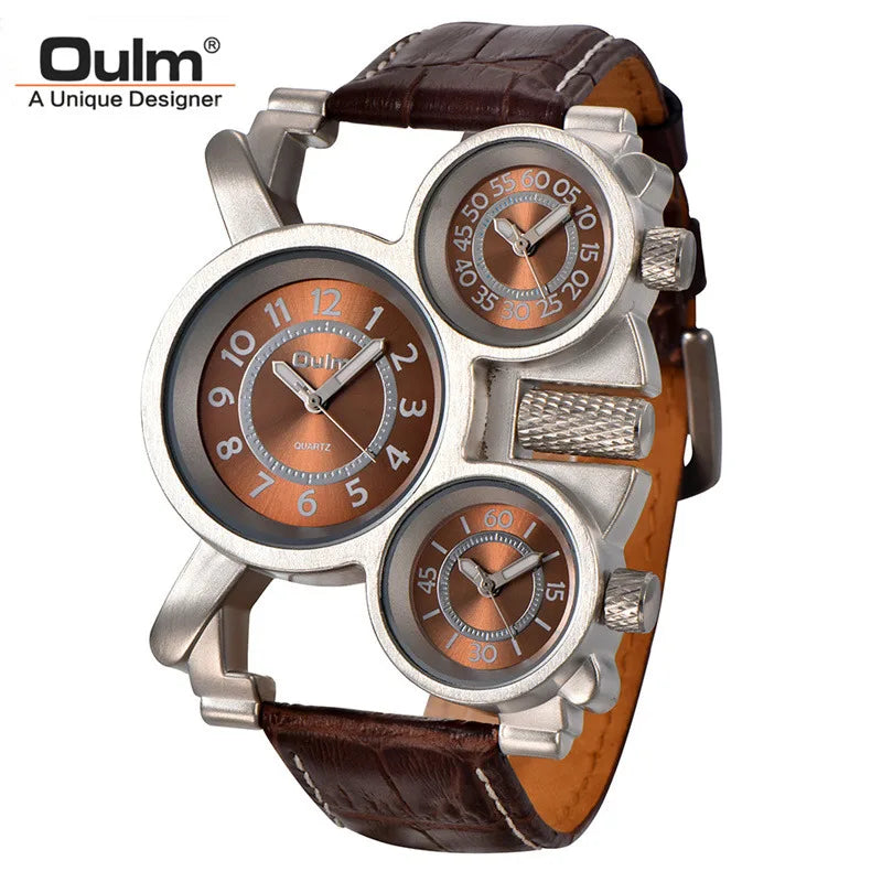 Oulm 1167 – Gérez le temps partout dans le monde avec style : 3 fuseaux horaires, design premium