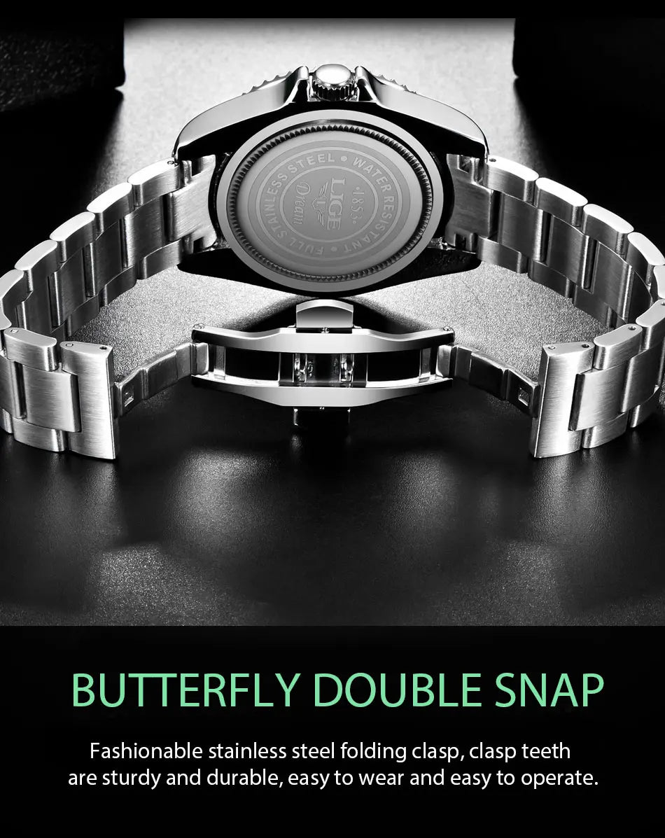⌚ LIGE Sport Luxe – Montre Homme Étanche en Acier Inoxydable