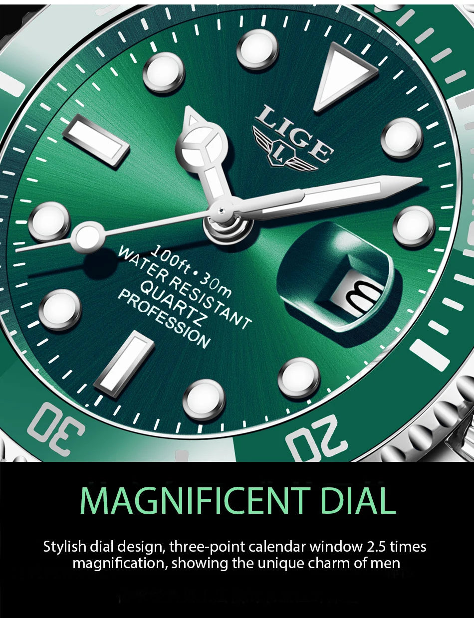 ⌚ LIGE Sport Luxe – Montre Homme Étanche en Acier Inoxydable
