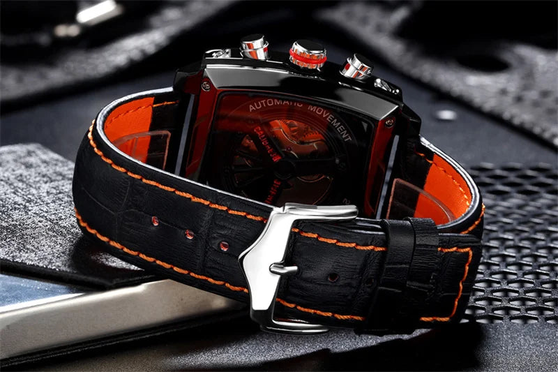 Montre Automatique Homme PAULAREIS P – Élégance sportive, mouvement mécanique, bracelet en caoutchouc et design luxueux