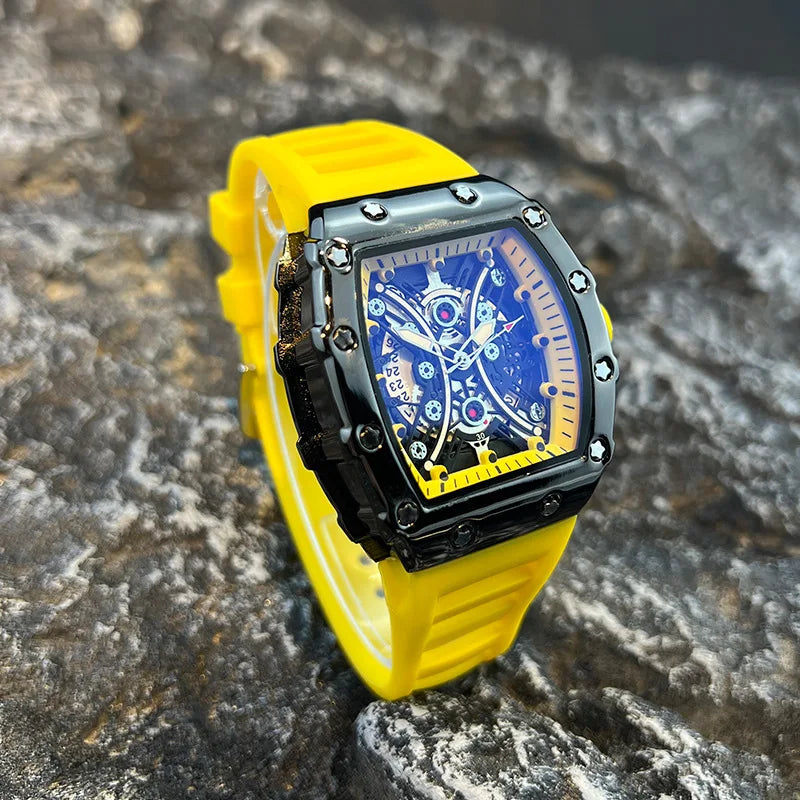 Montre Homme de Luxe Lumineuse L146 – Cadran Tonneau, Design Tendance, Sport & Calendrier Intégré