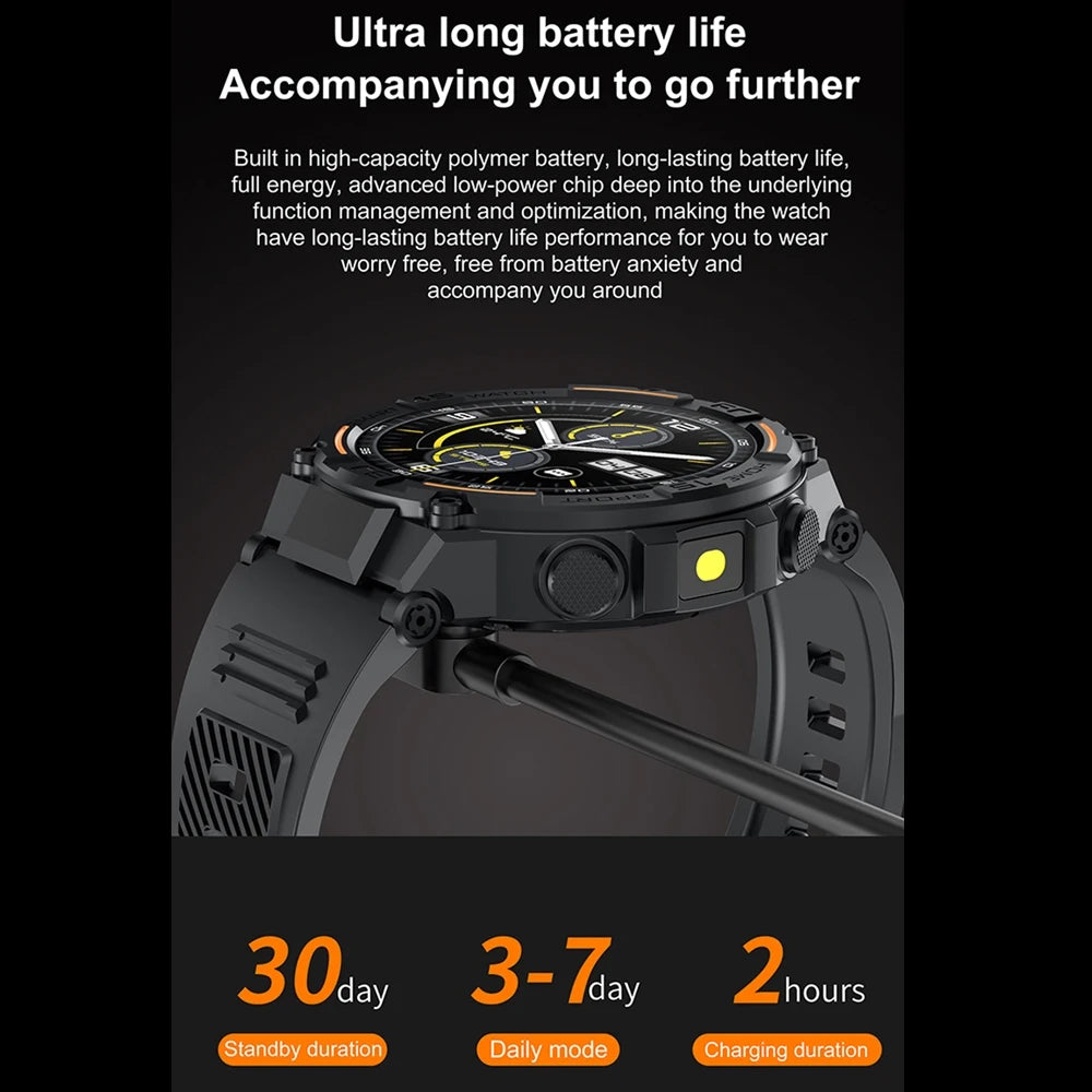 ⌚ ChiBear Military Outdoor Smartwatch – Montre Connectée Tactique GPS & LED pour Hommes