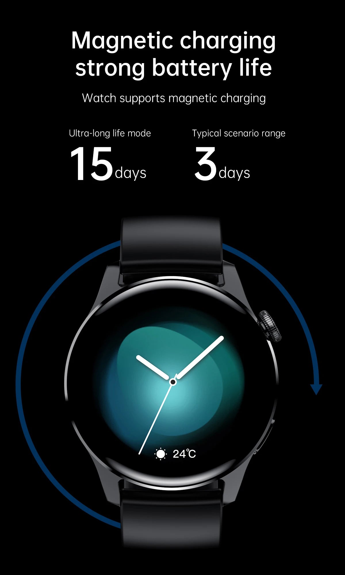 ⌚ WELAIDE W4 – Montre Connectée de Santé & Fitness | Écran OLED HD 1.43" | Appels Bluetooth & Suivi Cardiaque