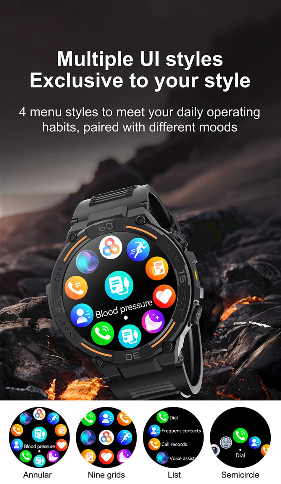 ⌚ ChiBear Military Outdoor Smartwatch – Montre Connectée Tactique GPS & LED pour Hommes