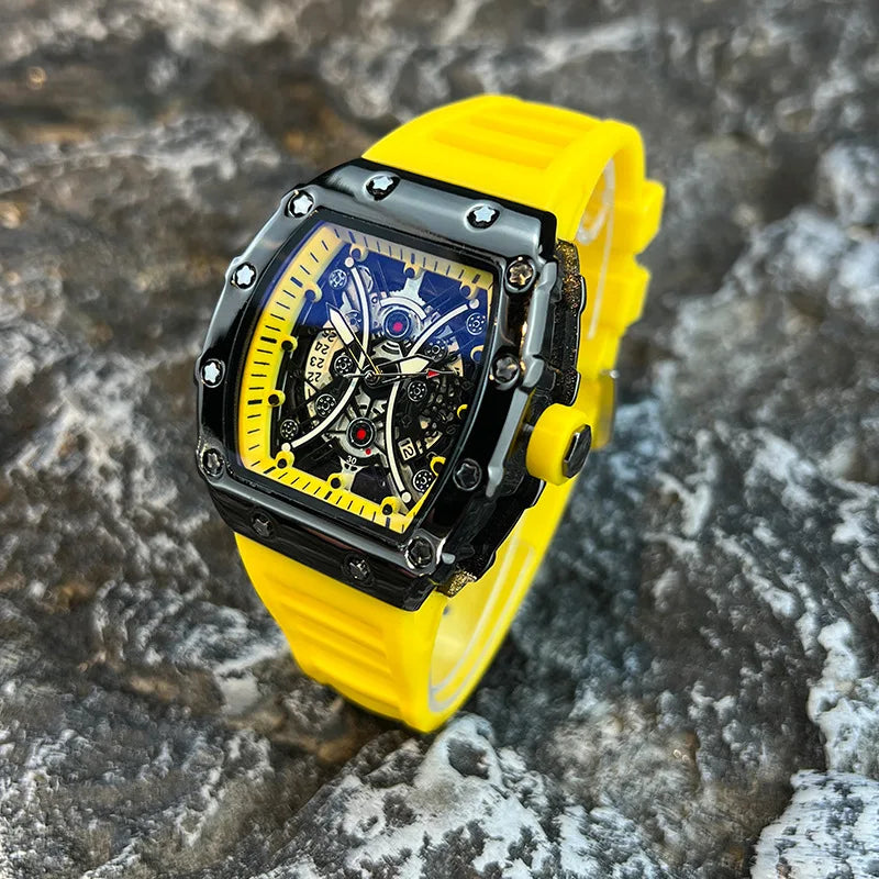 Montre Homme de Luxe Lumineuse L146 – Cadran Tonneau, Design Tendance, Sport & Calendrier Intégré
