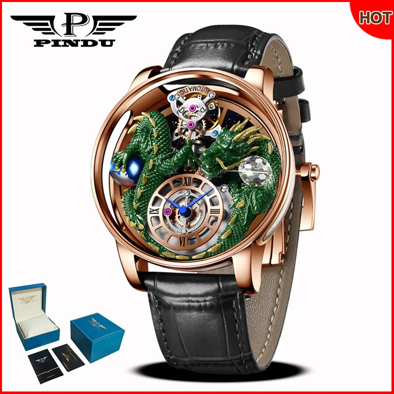 ⌚Montre Homme PINDU Design 2025 💎 Tourbillon Diamant | Verre Saphir • Étanche • Luxe Moderne