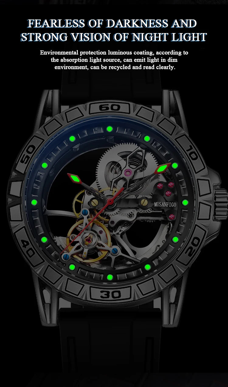 ⌚ MUSANFIGO 6026C – Montre Mécanique Automatique Édition Limitée à Cadran Squelette