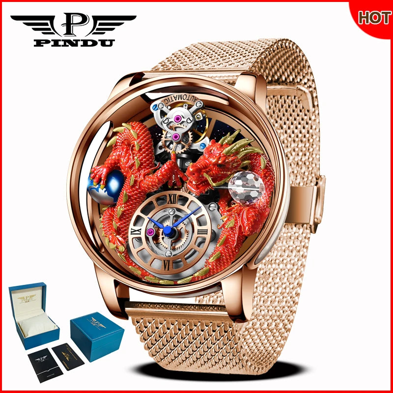 ⌚Montre Homme PINDU Design 2025 💎 Tourbillon Diamant | Verre Saphir • Étanche • Luxe Moderne