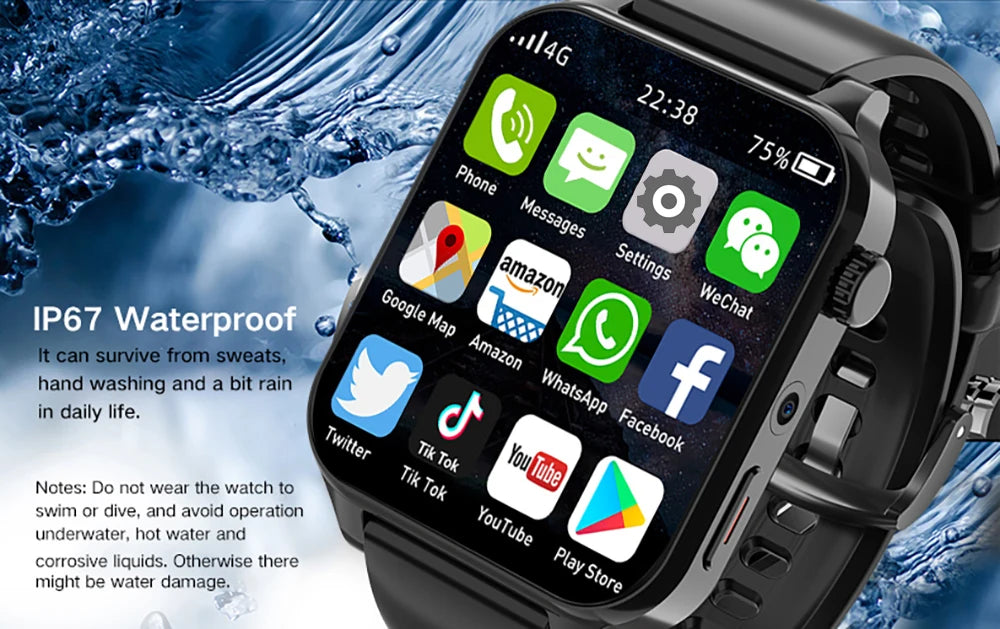 Montre Connectée 4G Homme – GPS • Caméra • Étanche • 4 Go RAM / 64 Go RAM