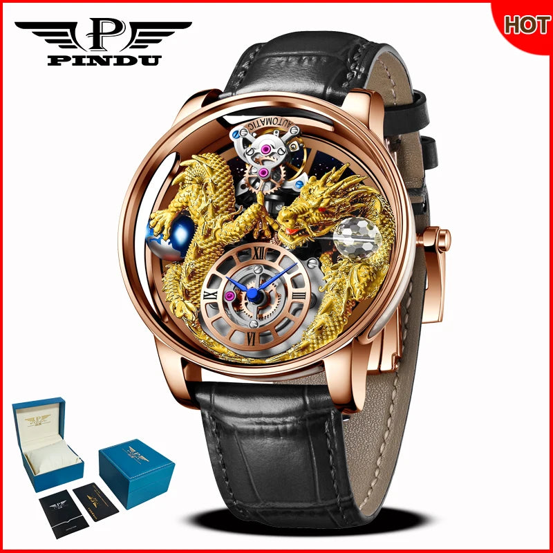 ⌚Montre Homme PINDU Design 2025 💎 Tourbillon Diamant | Verre Saphir • Étanche • Luxe Moderne