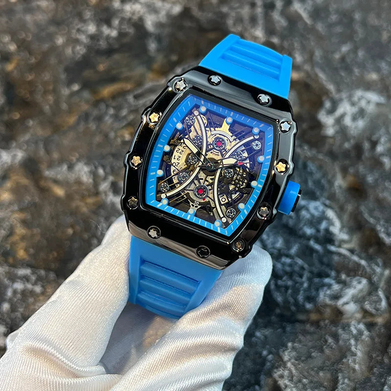 Montre Homme de Luxe Lumineuse L146 – Cadran Tonneau, Design Tendance, Sport & Calendrier Intégré