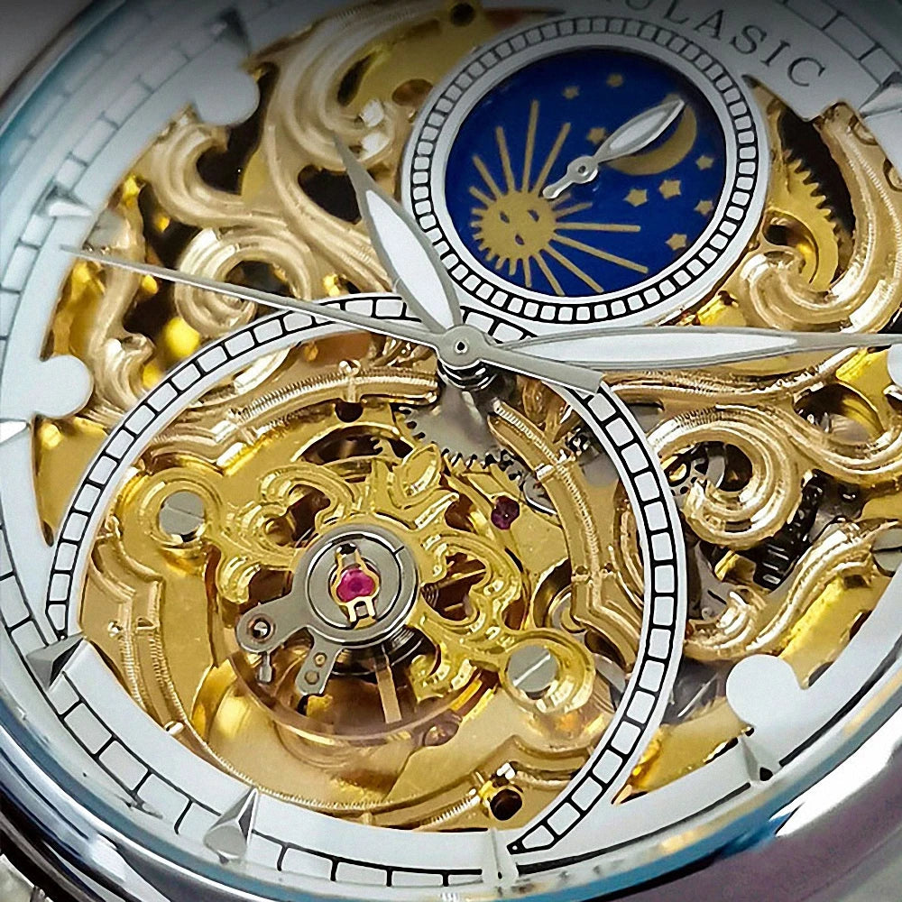 🕰️ Montre Automatique Vintage Phase de Lune – Édition Gold par AOKULASIC
