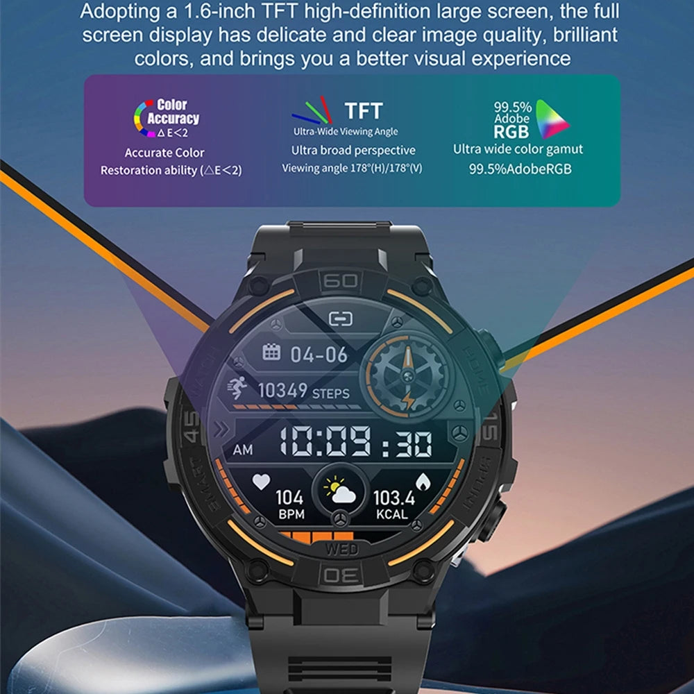 ⌚ ChiBear Military Outdoor Smartwatch – Montre Connectée Tactique GPS & LED pour Hommes