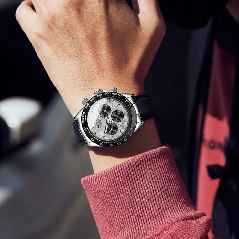 🌙 Montre Homme OLEVS 2875 – Chronographe de Luxe à Phase de Lune