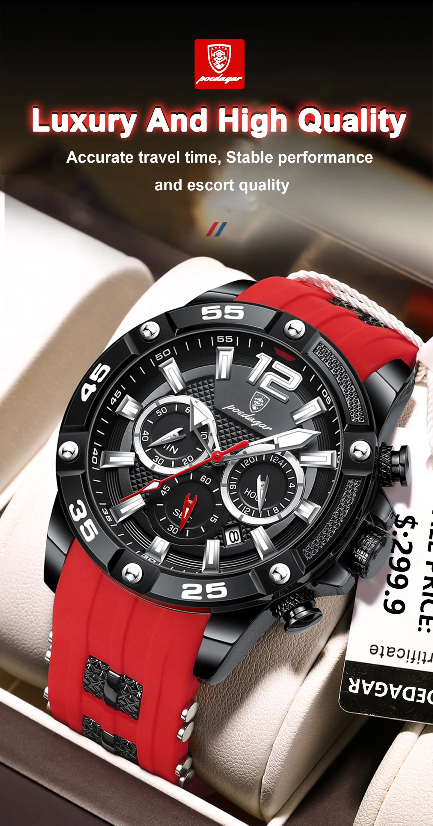 ⌚ POEDAGAR Luxury Chronograph – Montre Homme Sport & Élégance