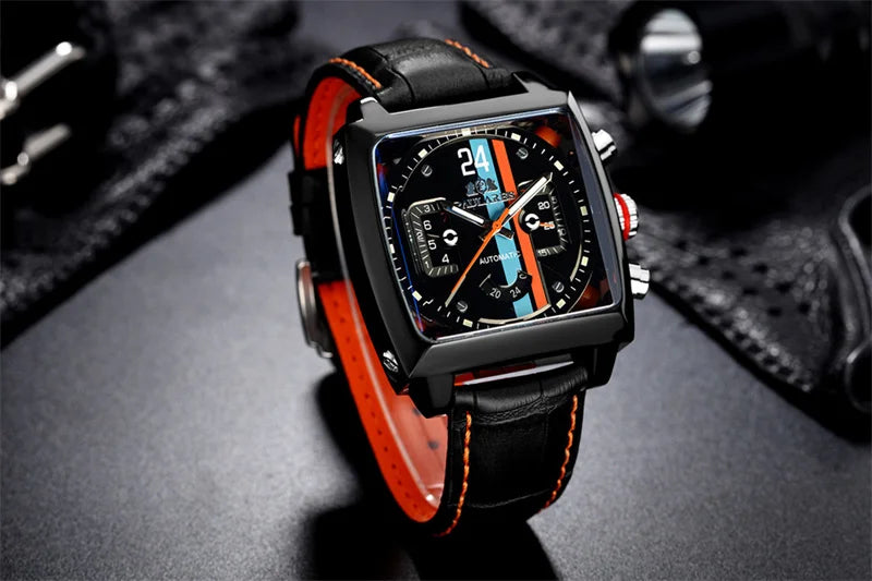 Montre Automatique Homme PAULAREIS P – Élégance sportive, mouvement mécanique, bracelet en caoutchouc et design luxueux