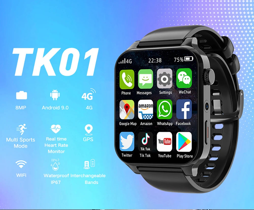 Montre Connectée 4G Homme – GPS • Caméra • Étanche • 4 Go RAM / 64 Go RAM