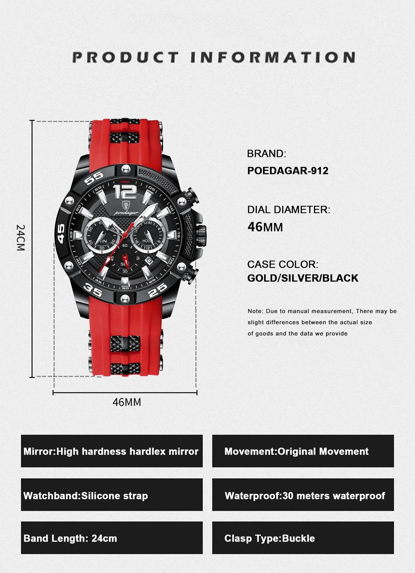 ⌚ POEDAGAR Luxury Chronograph – Montre Homme Sport & Élégance