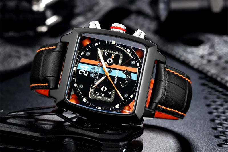 Montre Automatique Homme PAULAREIS P – Élégance sportive, mouvement mécanique, bracelet en caoutchouc et design luxueux