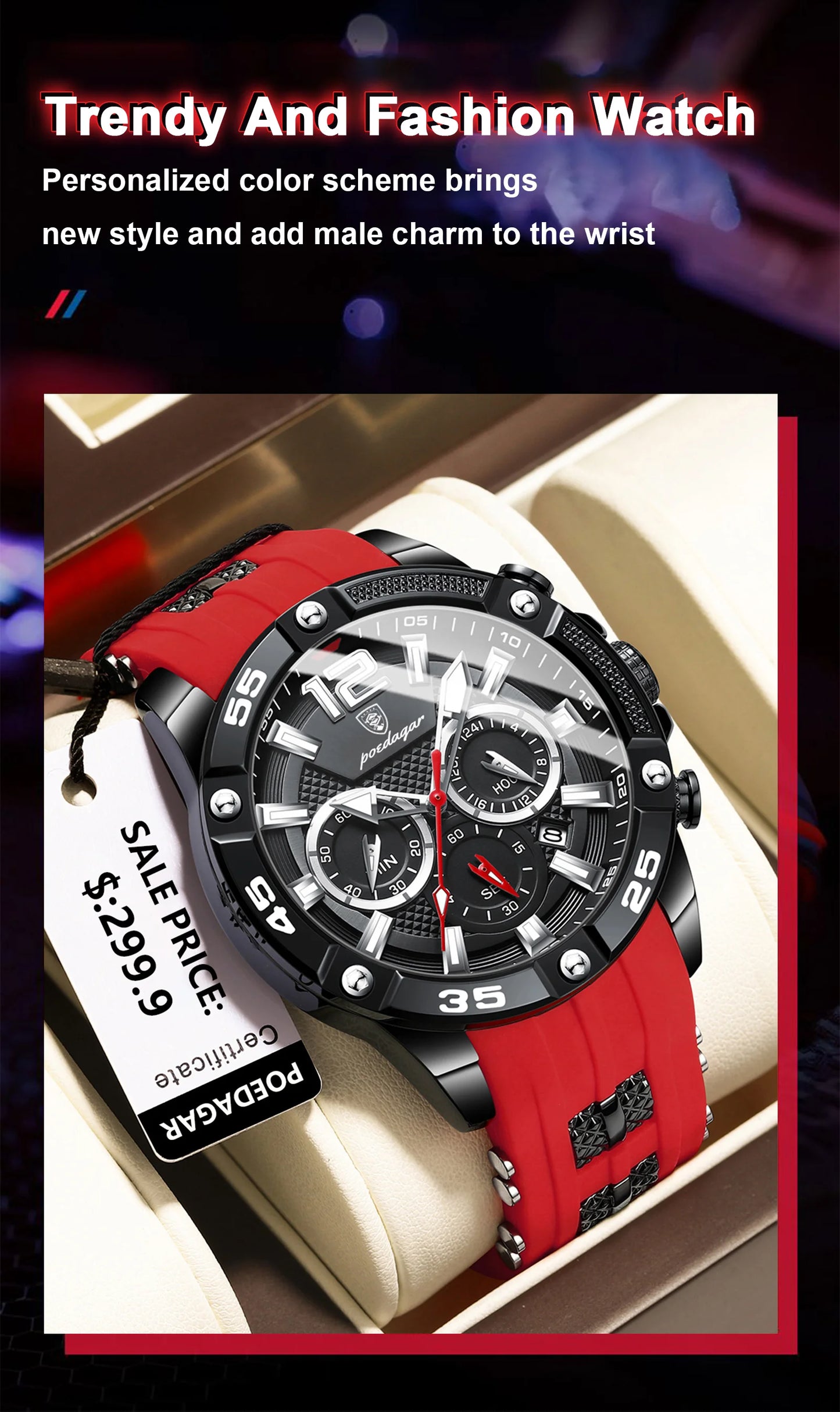 ⌚ POEDAGAR Luxury Chronograph – Montre Homme Sport & Élégance