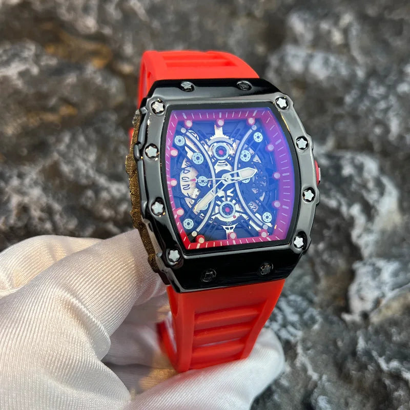 Montre Homme de Luxe Lumineuse L146 – Cadran Tonneau, Design Tendance, Sport & Calendrier Intégré