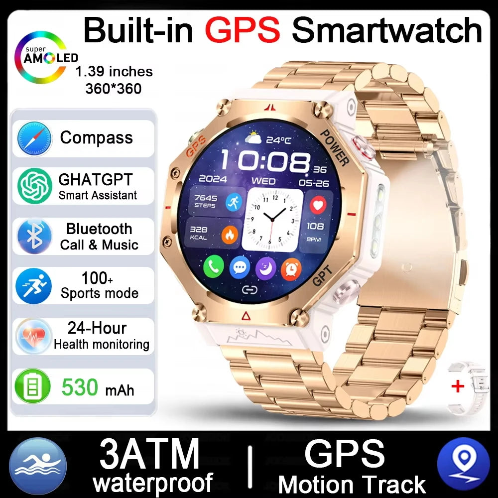 2025 HUAIWE Montre Connectée Militaire 2025 – GPS, IA ChatGPT, Étanche 5ATM, 530mAh