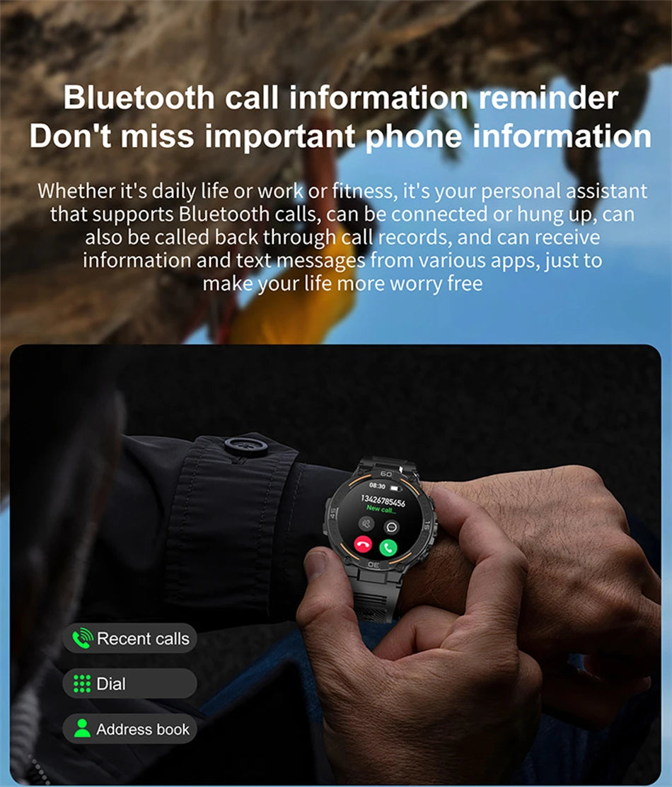 ⌚ ChiBear Military Outdoor Smartwatch – Montre Connectée Tactique GPS & LED pour Hommes