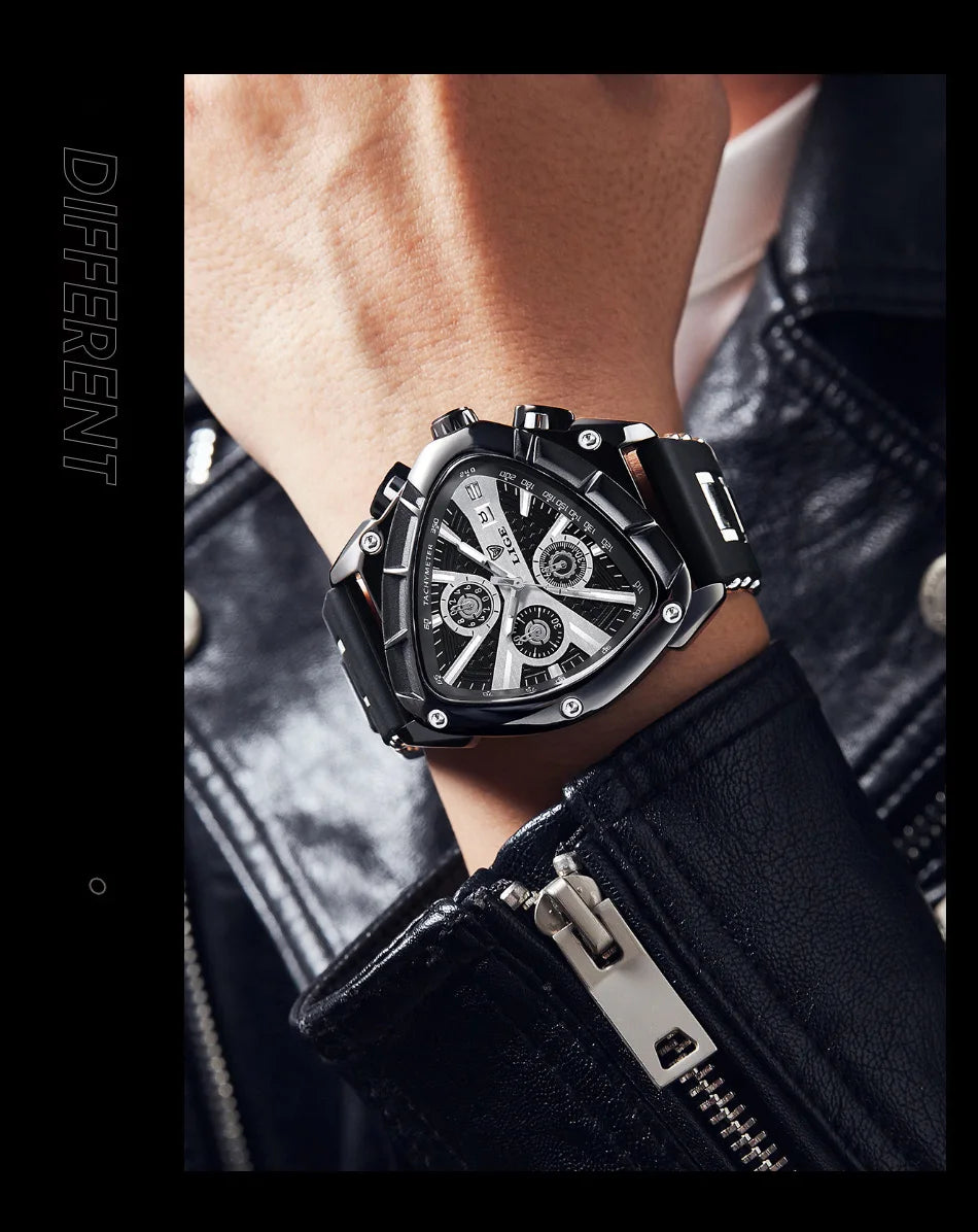⏱️ Montre Homme LIGE LG89103 – Design Triangulaire, Chronographe & Style Militaire Sport