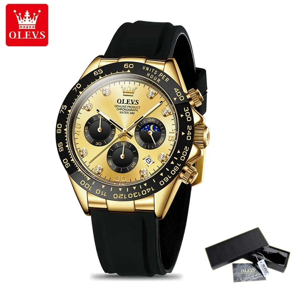 🌙 Montre Homme OLEVS 2875 – Chronographe de Luxe à Phase de Lune