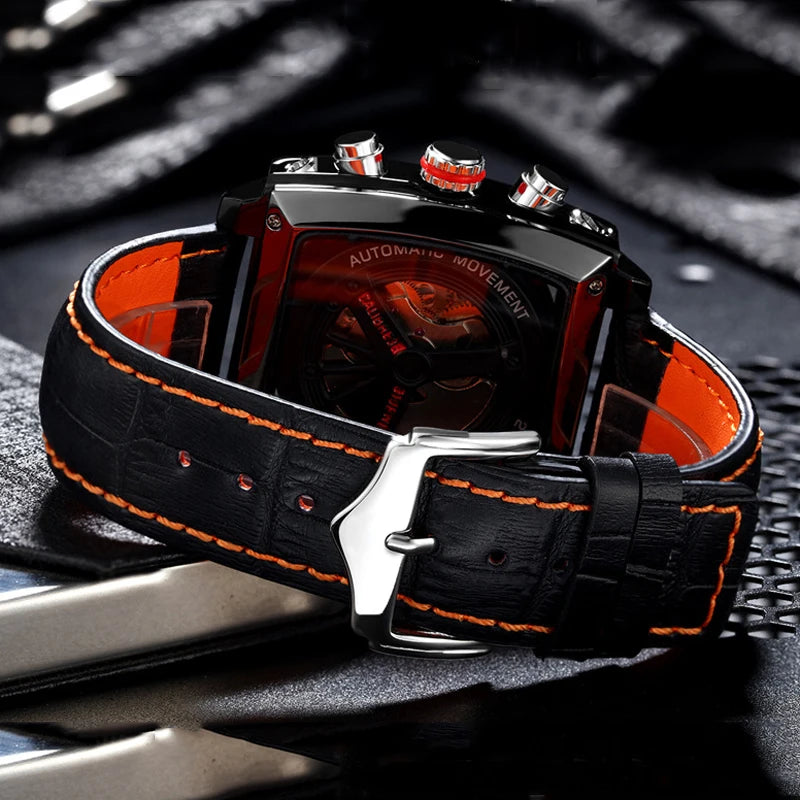 Montre Automatique Homme PAULAREIS P – Élégance sportive, mouvement mécanique, bracelet en caoutchouc et design luxueux