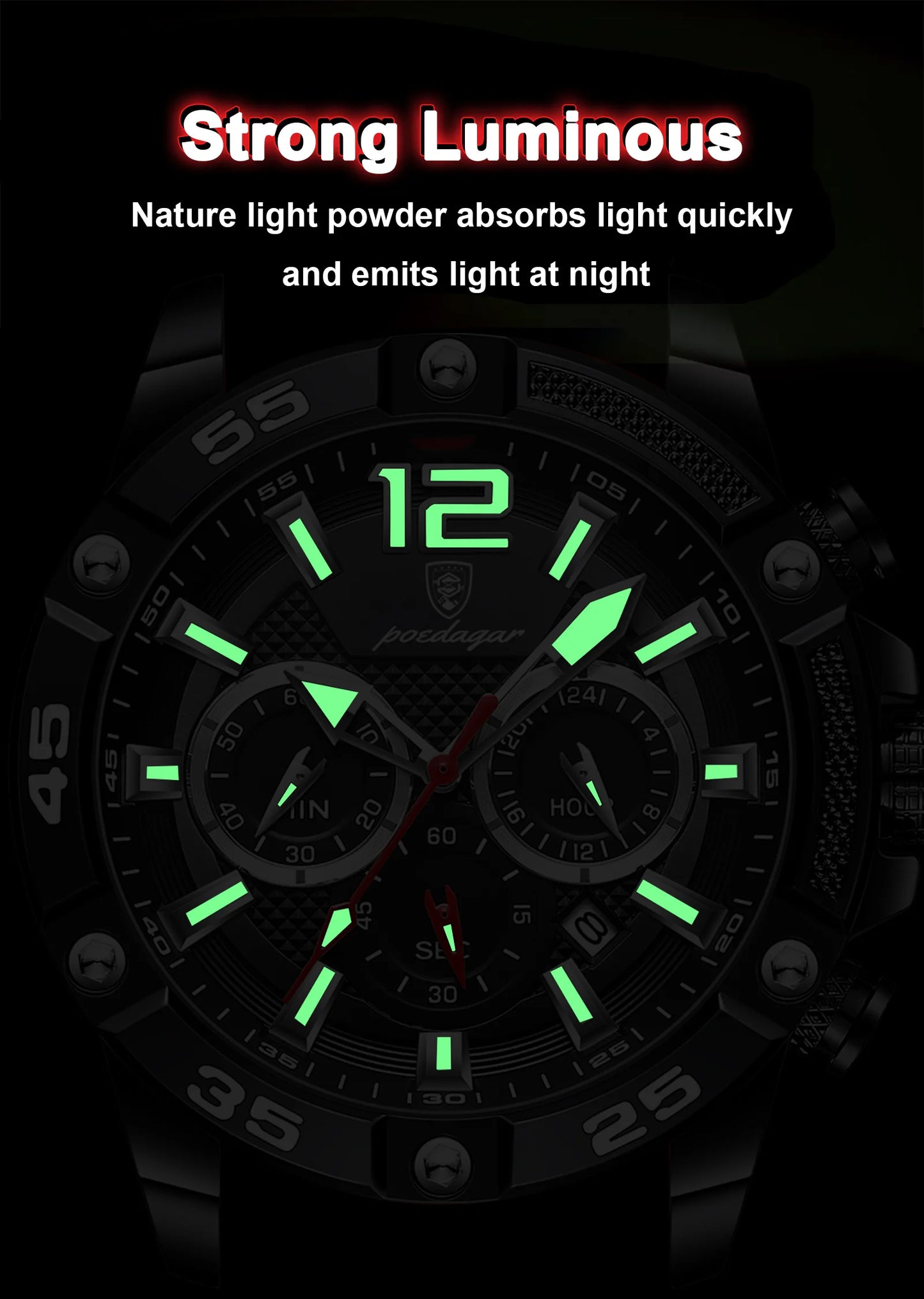 ⌚ POEDAGAR Luxury Chronograph – Montre Homme Sport & Élégance