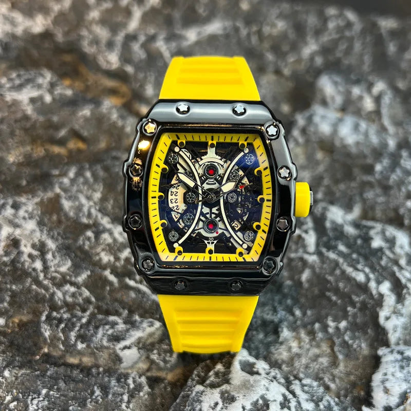 Montre Homme de Luxe Lumineuse L146 – Cadran Tonneau, Design Tendance, Sport & Calendrier Intégré
