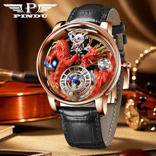 ⌚Montre Homme PINDU Design 2025 💎 Tourbillon Diamant | Verre Saphir • Étanche • Luxe Moderne
