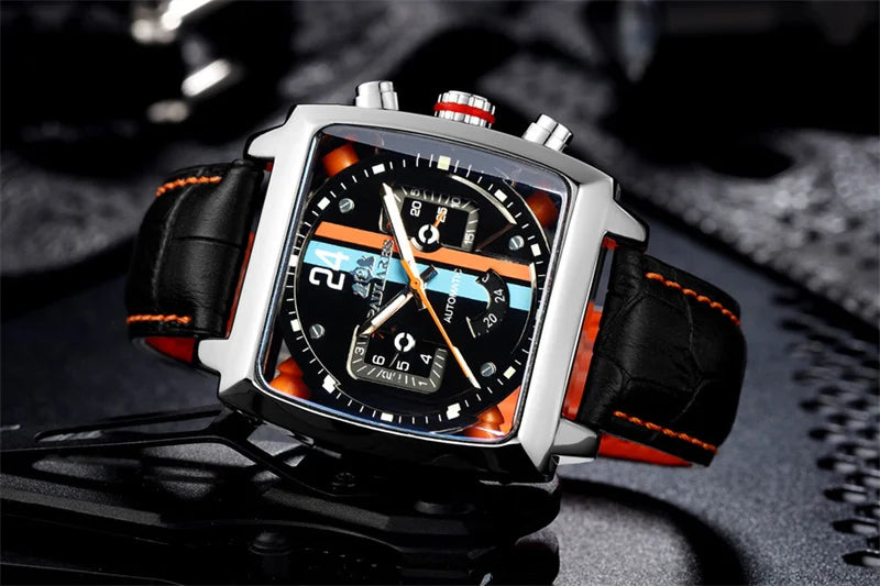 Montre Automatique Homme PAULAREIS P – Élégance sportive, mouvement mécanique, bracelet en caoutchouc et design luxueux