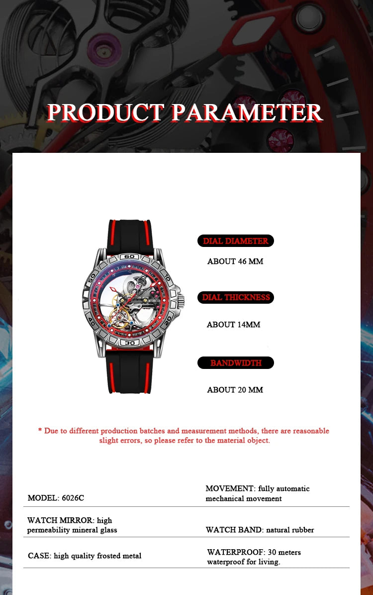 ⌚ MUSANFIGO 6026C – Montre Mécanique Automatique Édition Limitée à Cadran Squelette