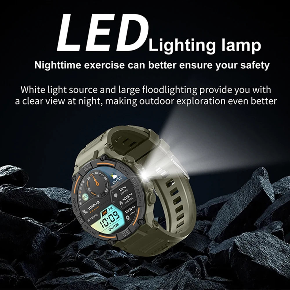 ⌚ ChiBear Military Outdoor Smartwatch – Montre Connectée Tactique GPS & LED pour Hommes