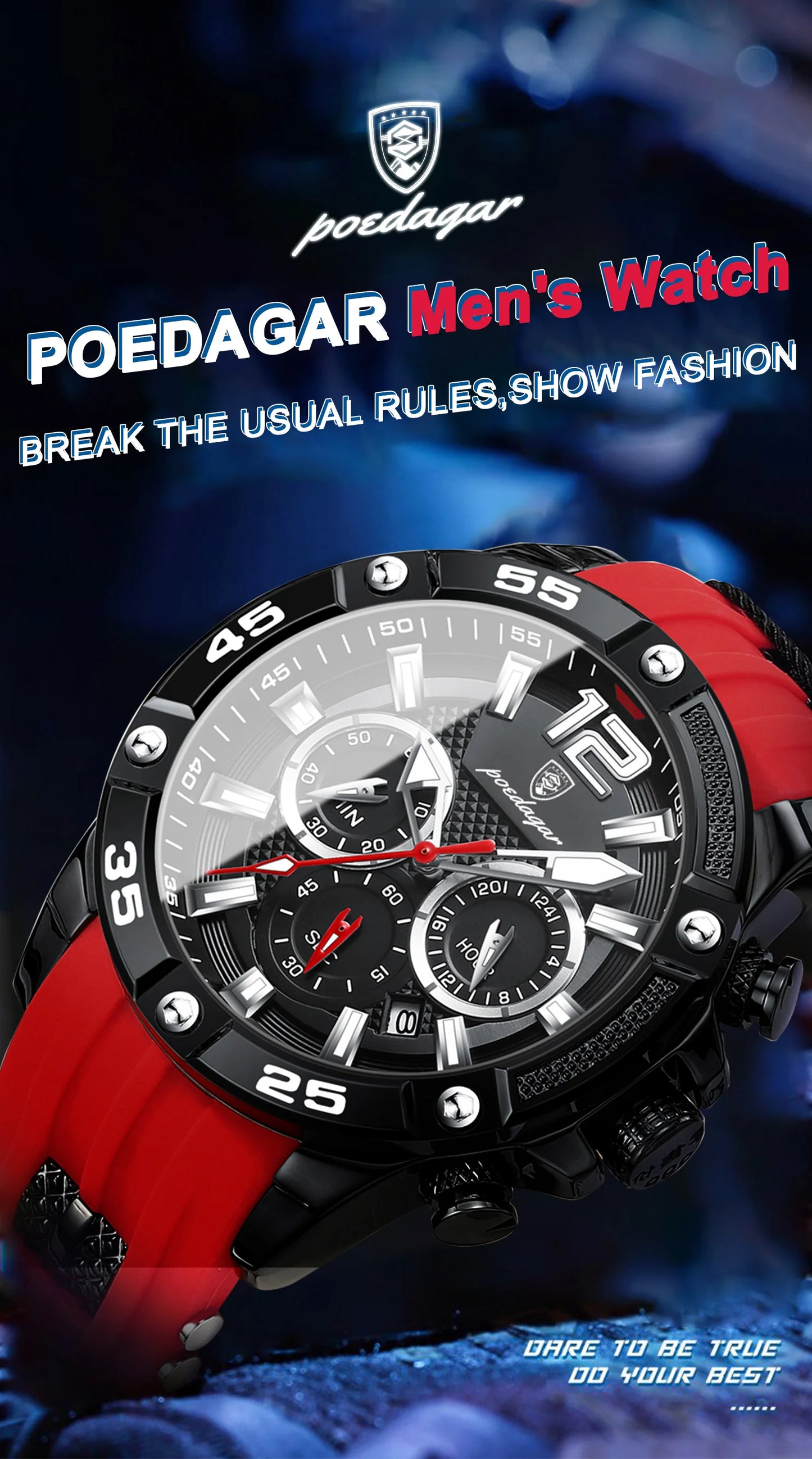 ⌚ POEDAGAR Luxury Chronograph – Montre Homme Sport & Élégance