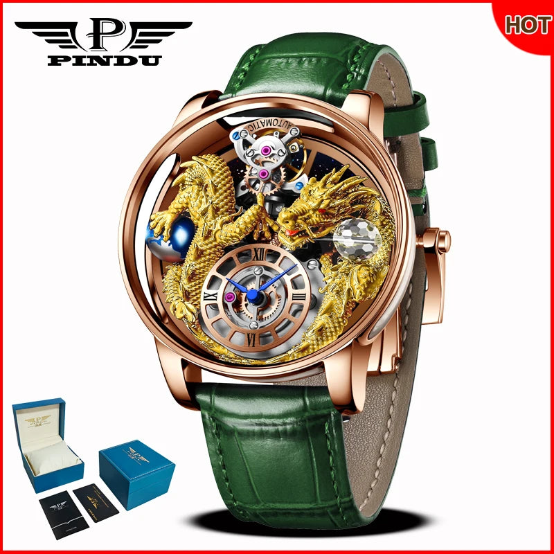⌚Montre Homme PINDU Design 2025 💎 Tourbillon Diamant | Verre Saphir • Étanche • Luxe Moderne