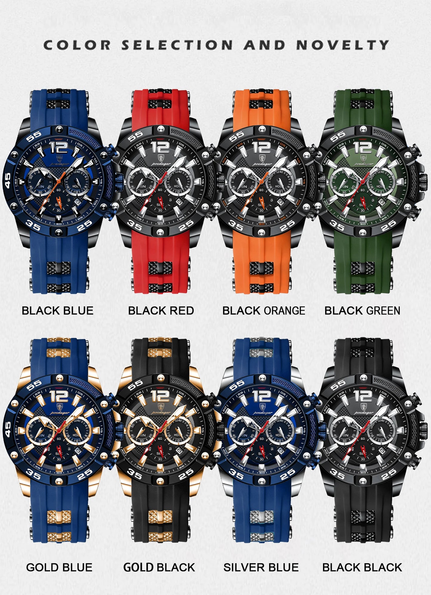 ⌚ POEDAGAR Luxury Chronograph – Montre Homme Sport & Élégance