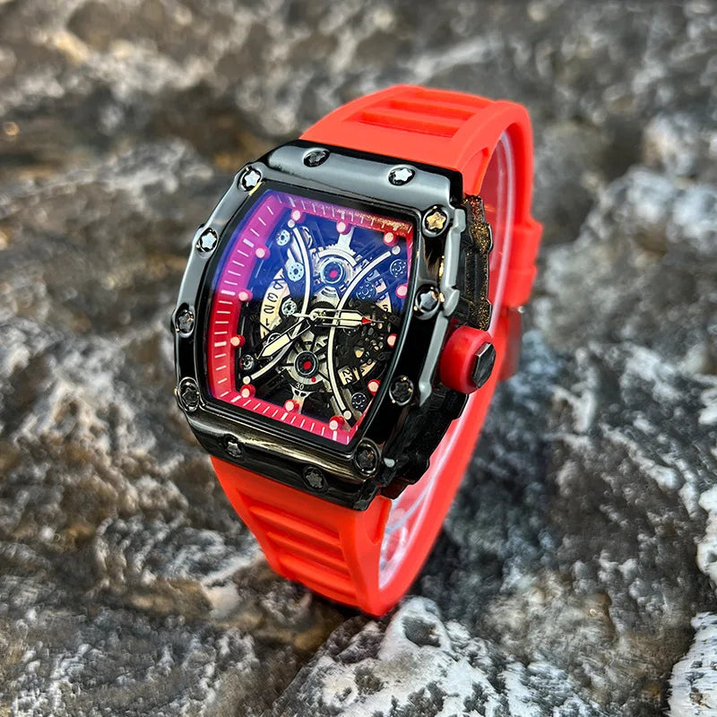 Montre Homme de Luxe Lumineuse L146 – Cadran Tonneau, Design Tendance, Sport & Calendrier Intégré