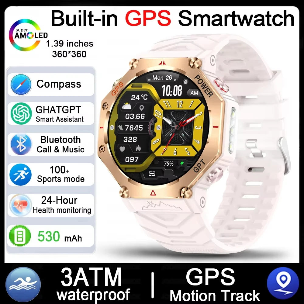 2025 HUAIWE Montre Connectée Militaire 2025 – GPS, IA ChatGPT, Étanche 5ATM, 530mAh