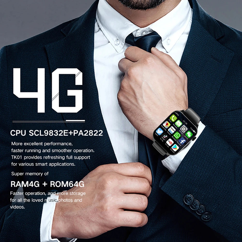 Montre Connectée 4G Homme – GPS • Caméra • Étanche • 4 Go RAM / 64 Go RAM