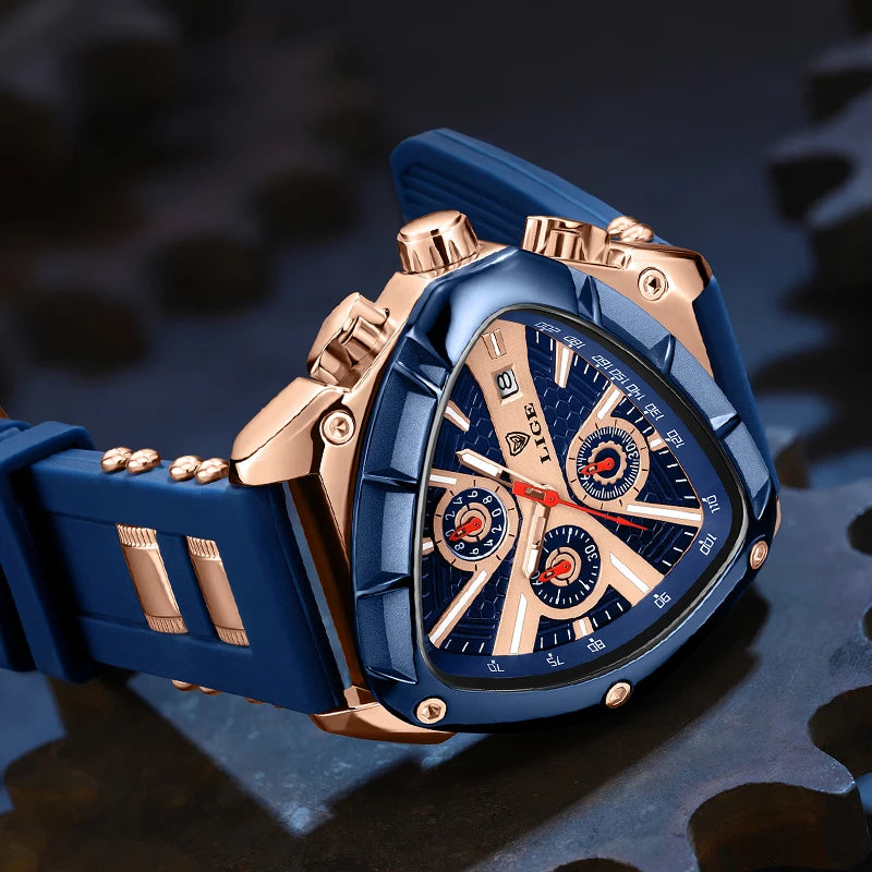 ⏱️ Montre Homme LIGE LG89103 – Design Triangulaire, Chronographe & Style Militaire Sport