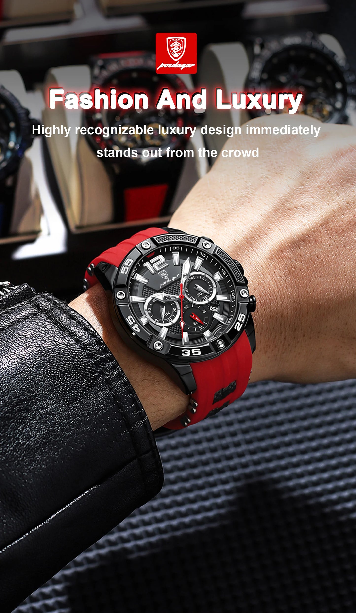 ⌚ POEDAGAR Luxury Chronograph – Montre Homme Sport & Élégance
