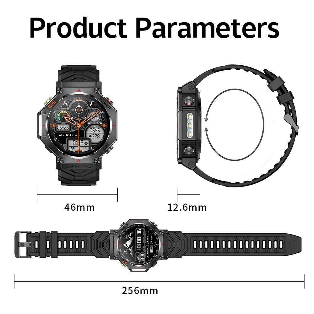 2025 HUAIWE Montre Connectée Militaire 2025 – GPS, IA ChatGPT, Étanche 5ATM, 530mAh