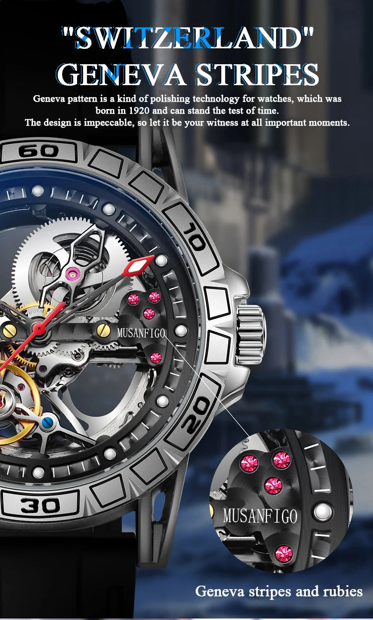 ⌚ MUSANFIGO 6026C – Montre Mécanique Automatique Édition Limitée à Cadran Squelette