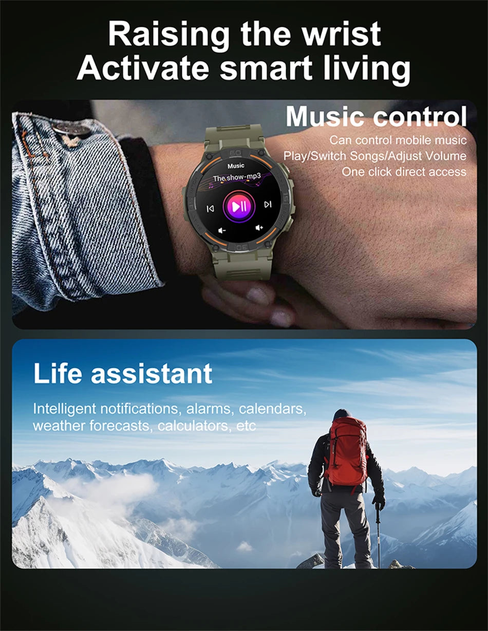 ⌚ ChiBear Military Outdoor Smartwatch – Montre Connectée Tactique GPS & LED pour Hommes